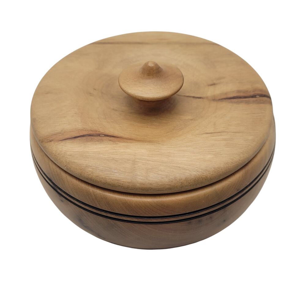 Vintage Myrtlewood Turned Solid Wood Bowl Candy Coin Dish Finial Gift MCM Retro